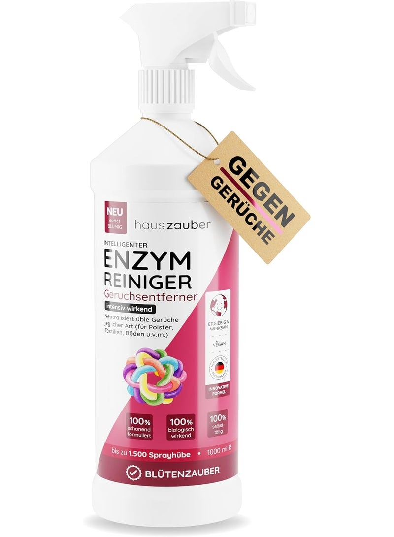 منظف إنزيمي hauszauber لإزالة الروائح القوية عبوة 1000 مل ضد بول القطط وروائح النيكوتين والحيوانات لتنظيف المنزل والسيارة - Image 1