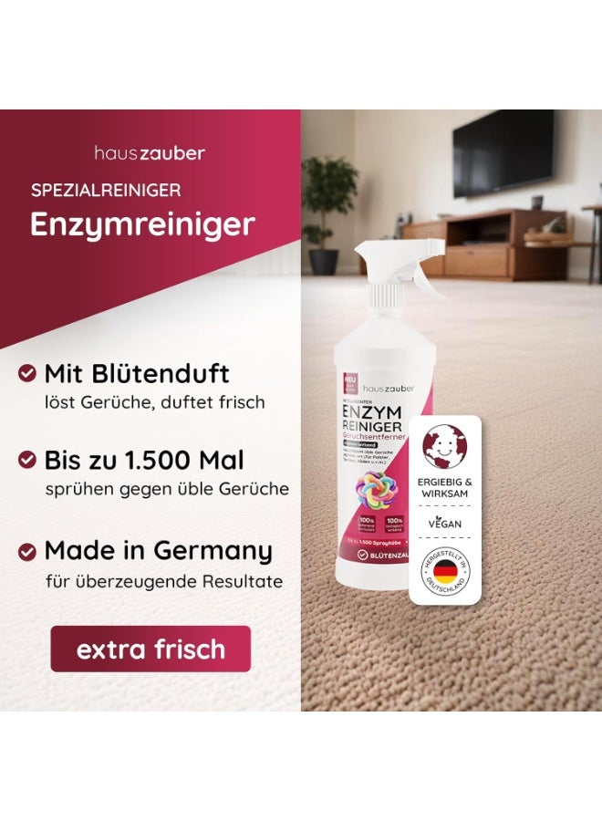 منظف إنزيمي hauszauber لإزالة الروائح القوية عبوة 1000 مل ضد بول القطط وروائح النيكوتين والحيوانات لتنظيف المنزل والسيارة - Image 3