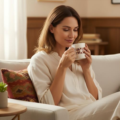 UPC U.P.C. Ceramic Cup Set of 6 for Tea, Tea Cup Set of 6, Microwave Safe Tea Cups, Dishwasher Safe Coffee Cup Set, Tea Set Bone-Ash Free, Elevate Your Coffee Experience-150ml. - Image 3