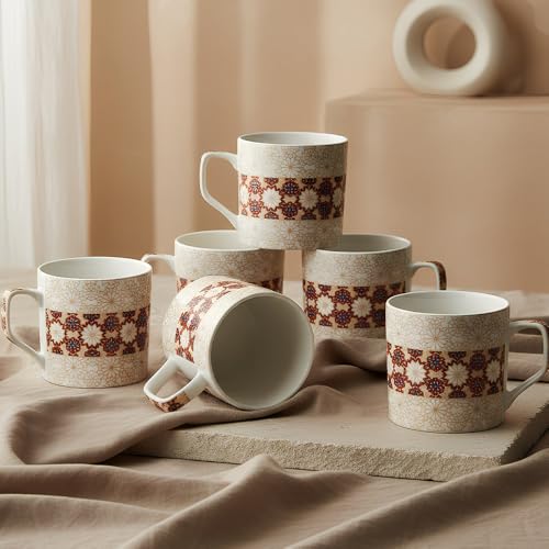 UPC U.P.C. Ceramic Cup Set of 6 for Tea, Tea Cup Set of 6, Microwave Safe Tea Cups, Dishwasher Safe Coffee Cup Set, Tea Set Bone-Ash Free, Elevate Your Coffee Experience-150ml. - Image 4