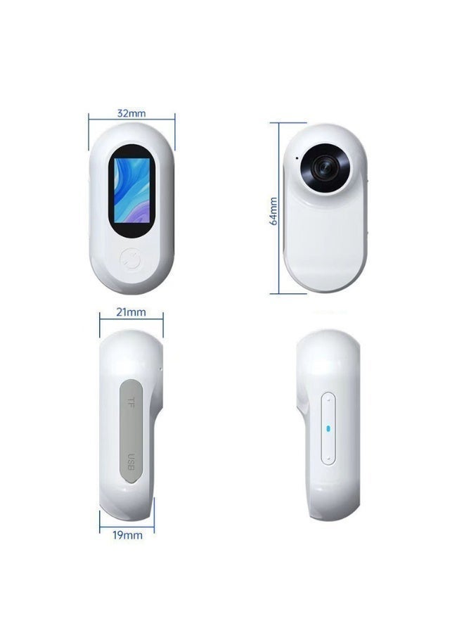 Chabeia 1080P Mini Sport Camera, Mini Action Cam with Built in 64GB Memory Card, Thumb Sized The Compact Cameras for Work, Travel, Cycling and Pets Cat Camera Collar（Contains 128G memory card, data cable, adapter, silicone cover, base, back clip, magnetic collar, white） - Image 3