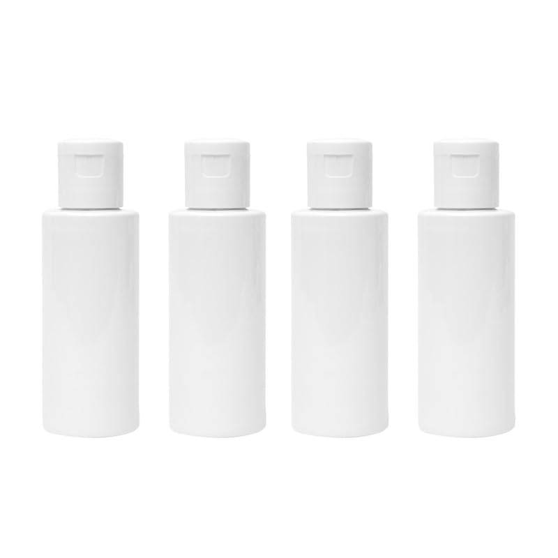 Devinez Round White HDPE Bottle, 50ml (Pack of 4) with White Flip-Top Cap for Serum, Essential Oils, Blends, DIY Skin Care, Cosmetics, Multipurpose Bottle for Home and Travel Purpose - Image 1