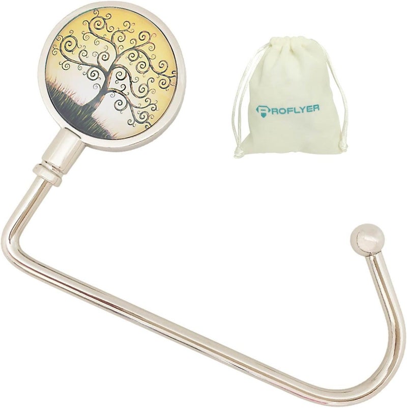 ROFLYER Purse Hook Hanger for Table Bar Handbag Hanger Safer Cleaner Bag Table Hanger with Velvet Pouch (Lucky Tree) - Image 1