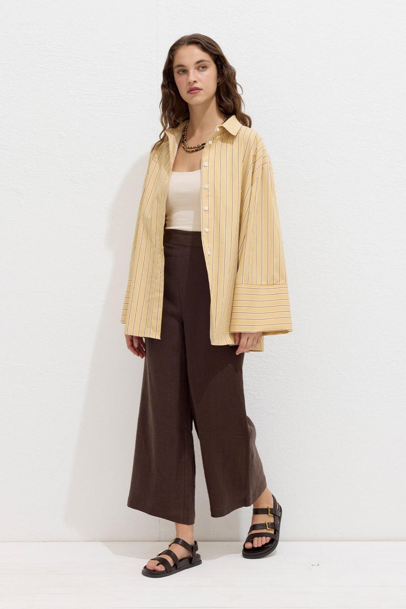 Manuka Striped Cotton Shirt Yellow Stripe  - Image 4