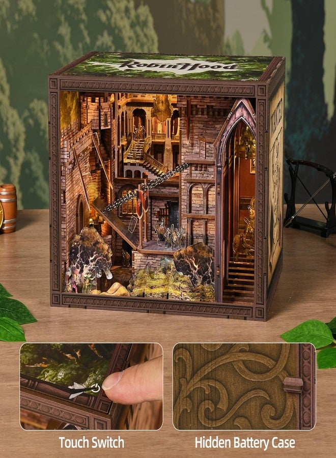 CCCDF Book Nook Kit, DIY Miniature House Dollhouse Kit for Adults and Teens, Booknook Bookshelf Decor with LED Light, Gifts for Family and Friends (Robin Hood - The Castle's Escape) - Image 4