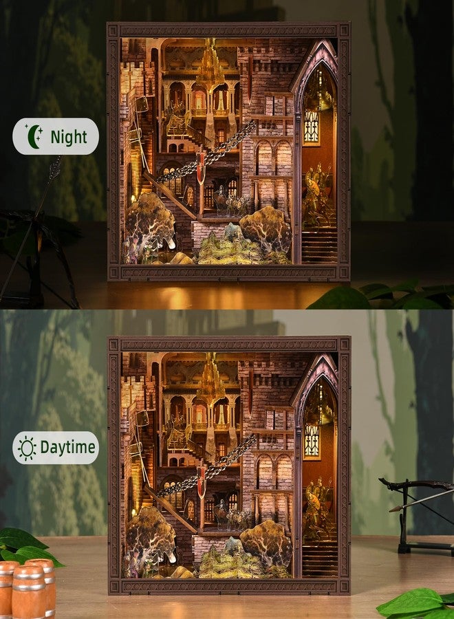 CCCDF Book Nook Kit, DIY Miniature House Dollhouse Kit for Adults and Teens, Booknook Bookshelf Decor with LED Light, Gifts for Family and Friends (Robin Hood - The Castle's Escape) - Image 5