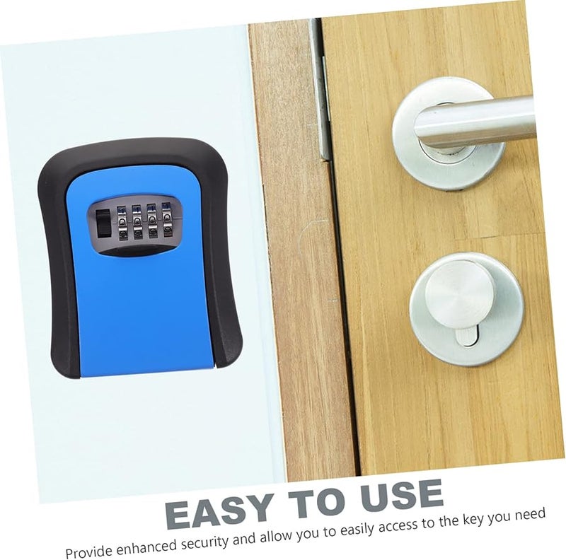 Blue Jojofuny 4 Combination Lock Key Safe Box Weatherproof Wall Mount for Outdoor Home Office - Image 5