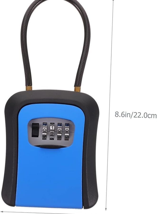 Blue Jojofuny 4 Combination Lock Key Safe Box Weatherproof Wall Mount for Outdoor Home Office - Image 3