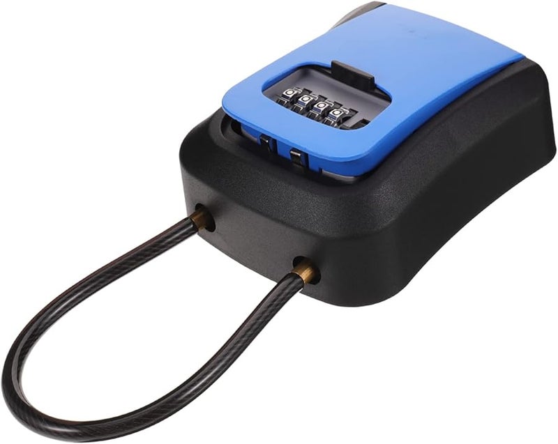 Blue Jojofuny 4 Combination Lock Key Safe Box Weatherproof Wall Mount for Outdoor Home Office - Image 1