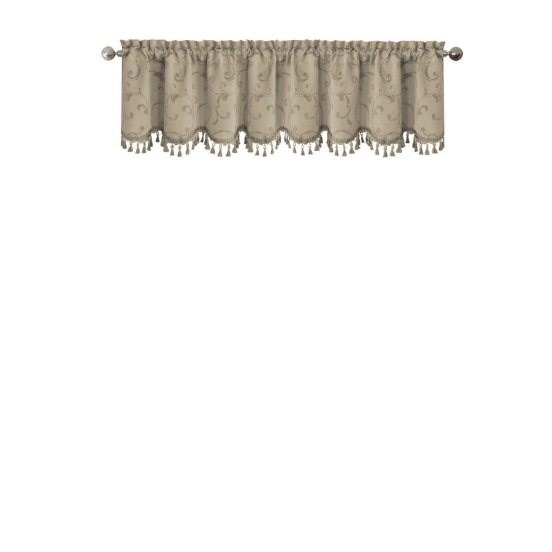 Elrene Home Fashions Mia Jacquard Scroll Blackout Valance, 52" x 19" (1 Valance), Natural - Image 1