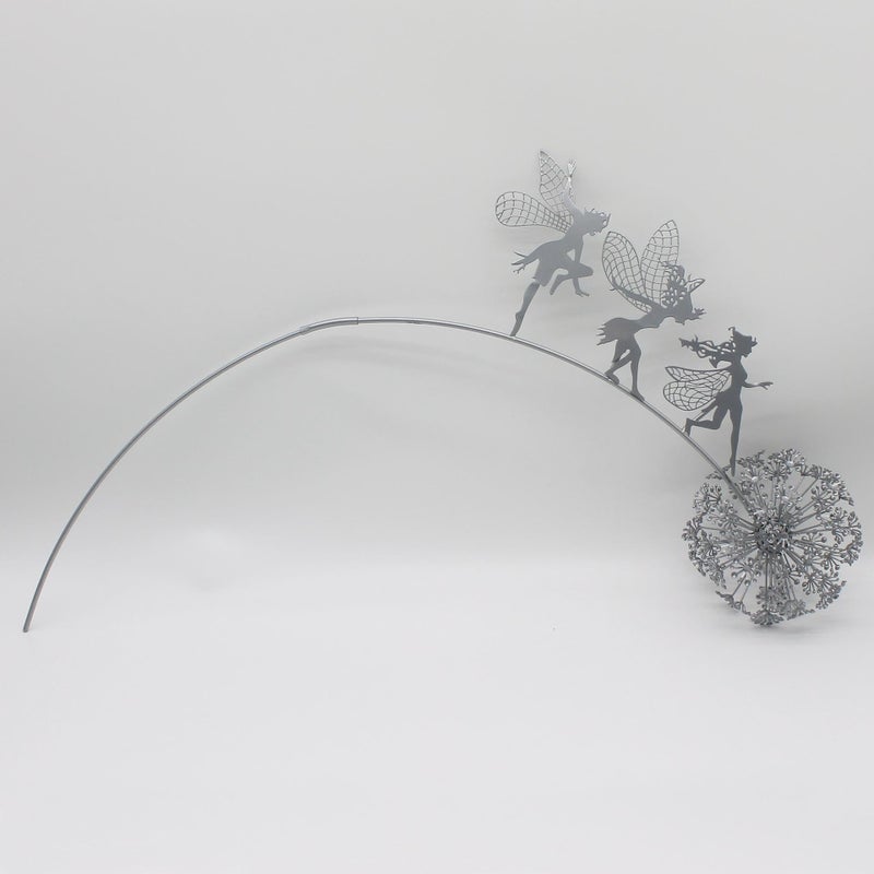Fcteap Flower Fairy Dancing with Dandelion Garden Art Sculpture Stainless Steel Statue Christmas Halloween Decoration for Outdoor Yard Courtyard Lawn Patio Metal Ornaments (Three Persons) - Image 5