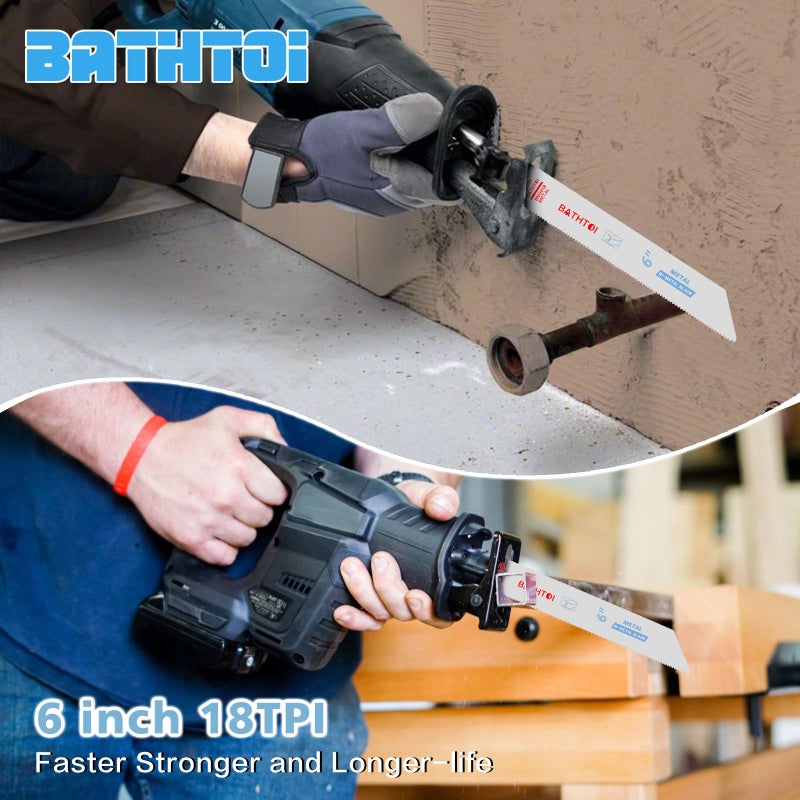 BATHTOI 25 Pack 6 Inch 18 Tpi Reciprocating Saw Blades for Sheet Metal, Pipes, Nails Cutting, Profiles Cutting, Bi-Metal Sawzall Blades with 8% Cobalt for Longer Life and Faster Cutting Speed - Image 3