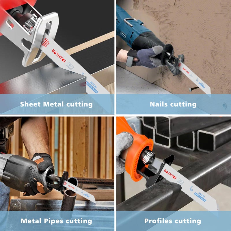 BATHTOI 25 Pack 6 Inch 18 Tpi Reciprocating Saw Blades for Sheet Metal, Pipes, Nails Cutting, Profiles Cutting, Bi-Metal Sawzall Blades with 8% Cobalt for Longer Life and Faster Cutting Speed - Image 4