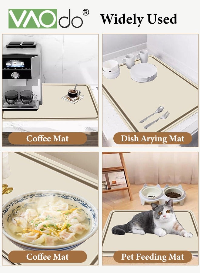 فاو دو قطعتان من بساط تجفيف الأطباق المصنوع من طين الدياتوم، بساط تجفيف الأطباق الحديث فائق الامتصاص وغير قابل للانزلاق للمطبخ والمقهى وغرفة الشاي، 40×60 سم - Image 5