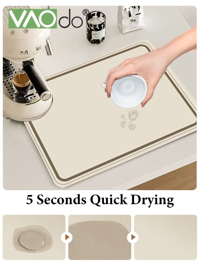فاو دو قطعتان من بساط تجفيف الأطباق المصنوع من طين الدياتوم، بساط تجفيف الأطباق الحديث فائق الامتصاص وغير قابل للانزلاق للمطبخ والمقهى وغرفة الشاي، 40×60 سم - Image 4