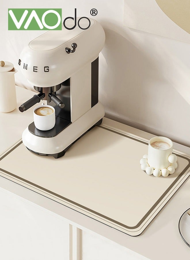 فاو دو قطعتان من بساط تجفيف الأطباق المصنوع من طين الدياتوم، بساط تجفيف الأطباق الحديث فائق الامتصاص وغير قابل للانزلاق للمطبخ والمقهى وغرفة الشاي، 40×60 سم - Image 1