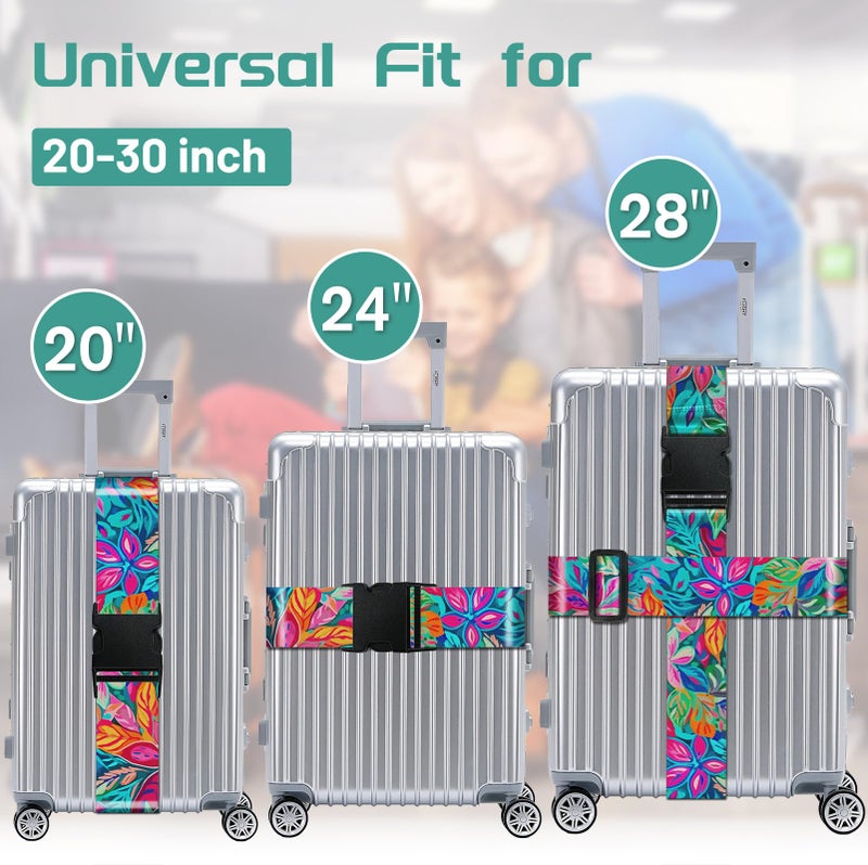 Slohif Luggage Straps for Suitcases Travel Belt Accessories Luggage Connector Identifiers Over Handle with Buckle Unique Nylon Adjustable Strap for Sleeping Bag Car Seat Colorful Leaf (2 Pack) - Image 3