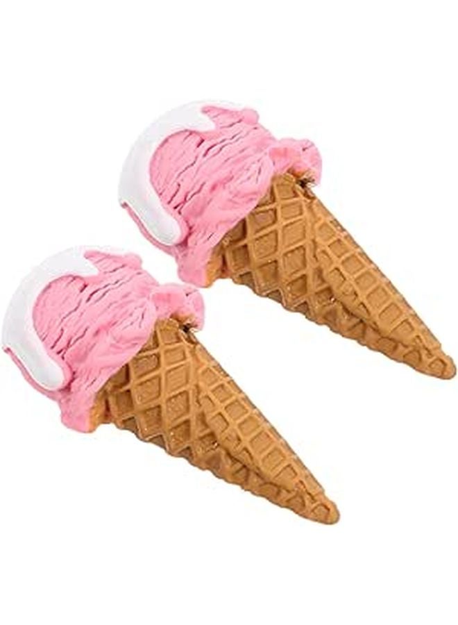 Reusable Realistic Ice Cream Cone Toys 2 Pack Simulation Dessert Play Food - Image 1