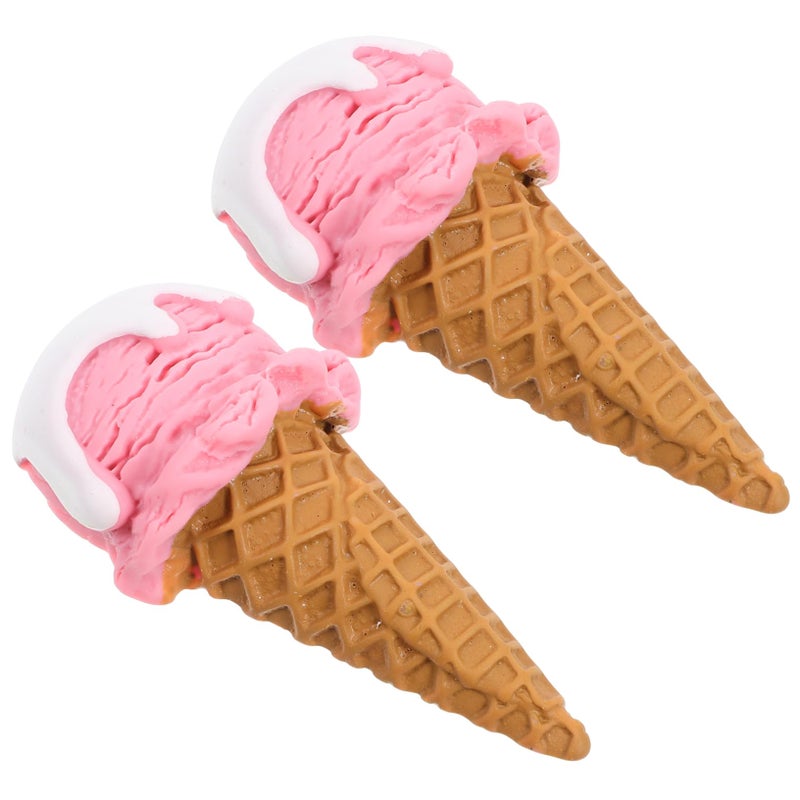 Reusable Realistic Ice Cream Cone Toys 2 Pack Simulation Dessert Play Food - Image 2