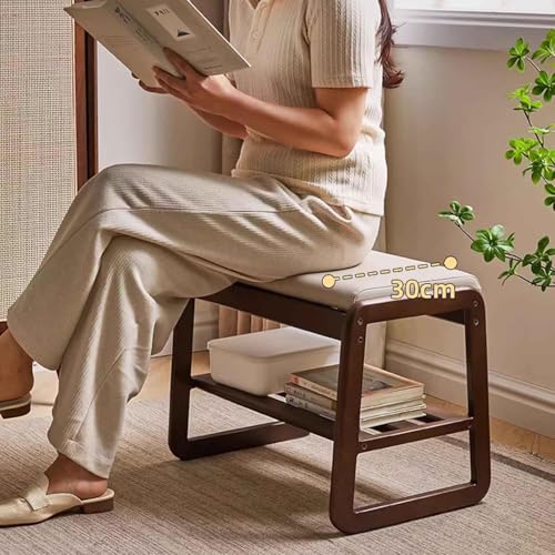 Md Decor Mid-Century Elegant Wooden Shoe Bench with Padded Seat – 2-Tier Shoe Rack for Entryway, Living Room, or Bedroom – Durable and Stylish Storage Solution (39.5) - Image 4