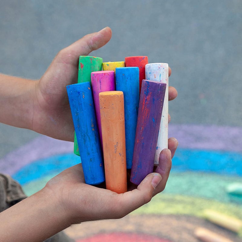 Keebor Washable Sidewalk Chalk, 54 Pcs 8 Colors Jumbo Chalks Bulk, Non-Toxic Chalk, Painting on Chalkboard, Blackboard, Playground, Outdoor Sidewalk - Image 3