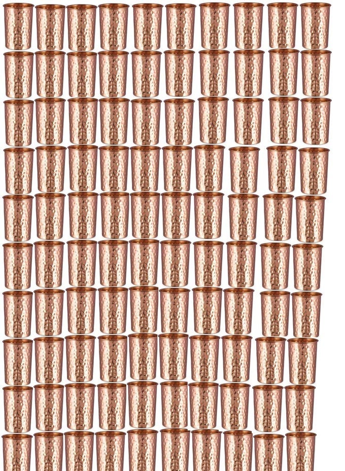 PURE COPPER HAMMERED TUMBLERSGLASSES PERFECT DRINKING EXPERIENCE PACK OF 100 CAPACITY 250ML