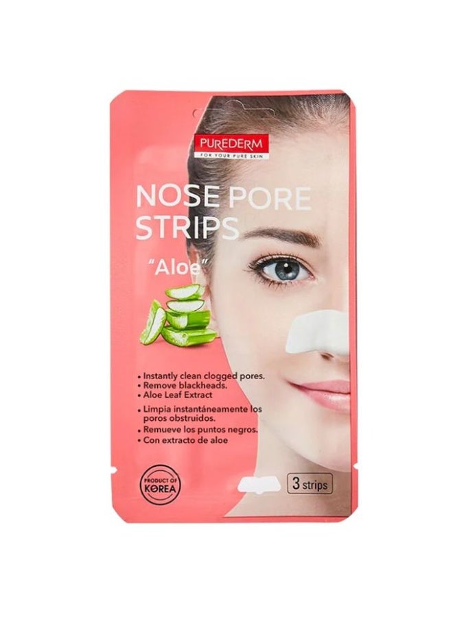 Purederm شرائط تنظيف مسامات الأنف مع خلاصة الألوة فيرا – عبوة من 3 شرائط - Image 1