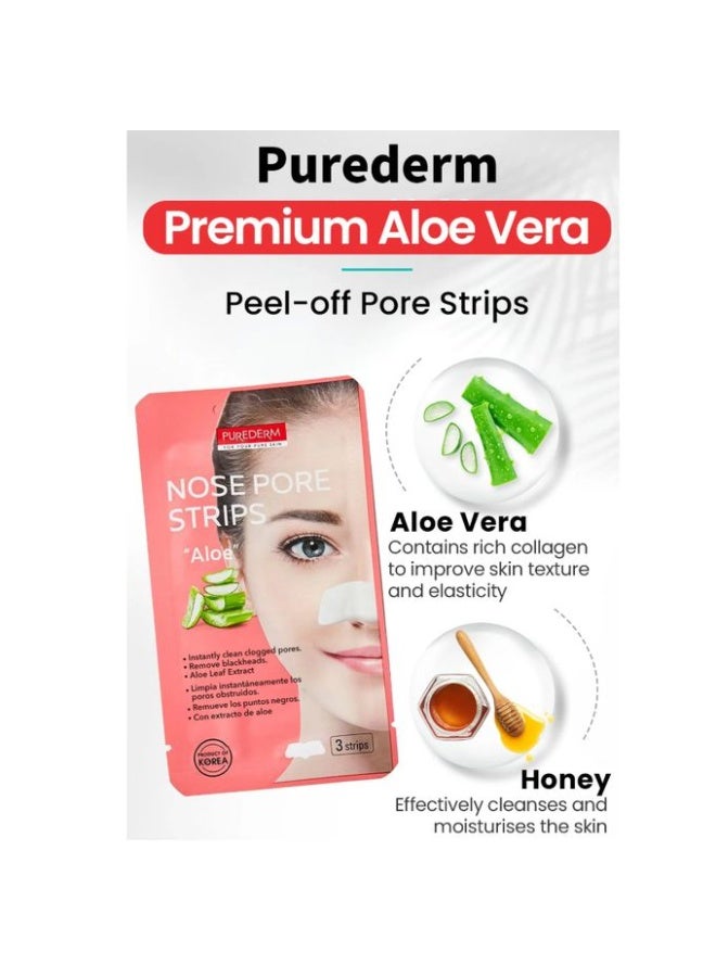 Purederm شرائط تنظيف مسامات الأنف مع خلاصة الألوة فيرا – عبوة من 3 شرائط - Image 2