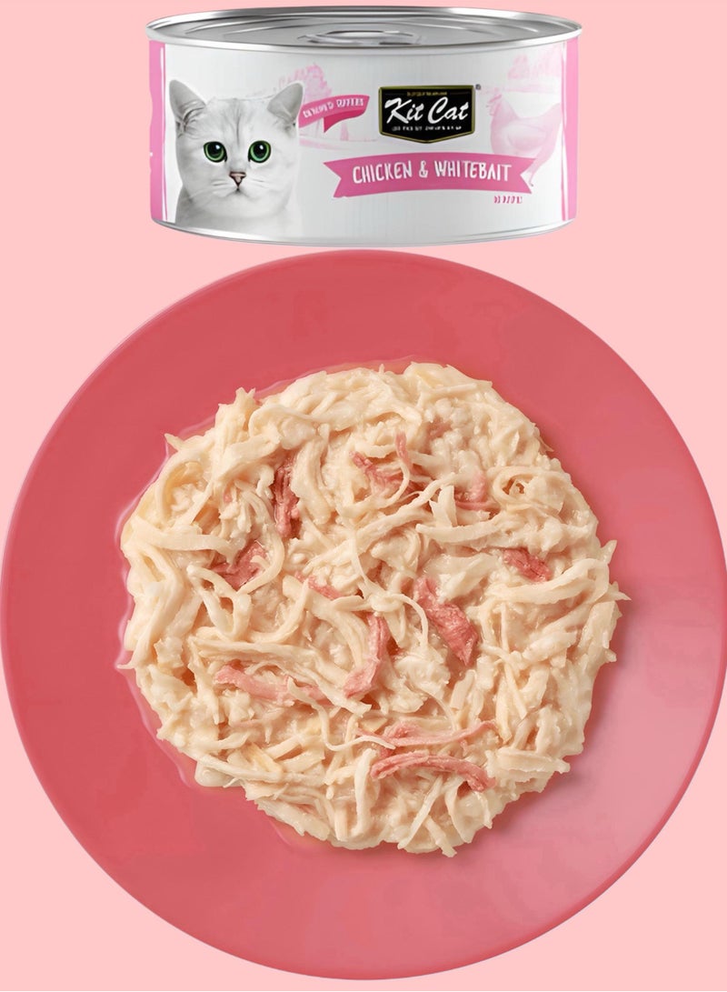 Kit Cat (24 packs) wet food with Chicken &WHITEBAIT flavor for small and large cats / 80 grams - Image 3