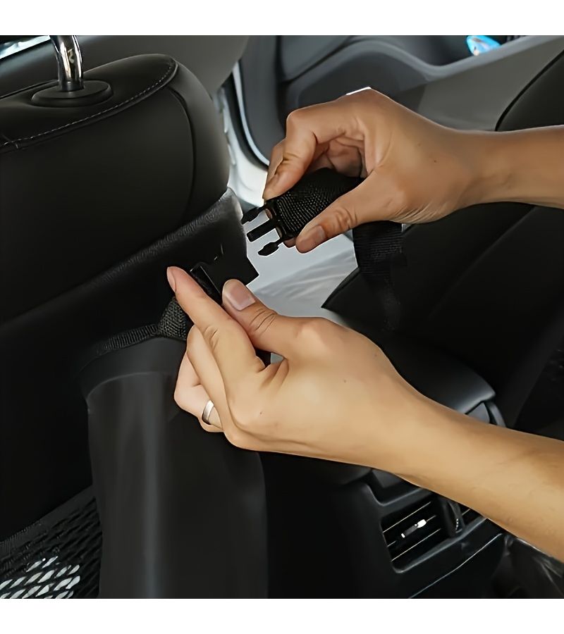 Black Oxford Cloth Car Seat Back Trash Bag Machine Washable Interior Accessory - Image 2