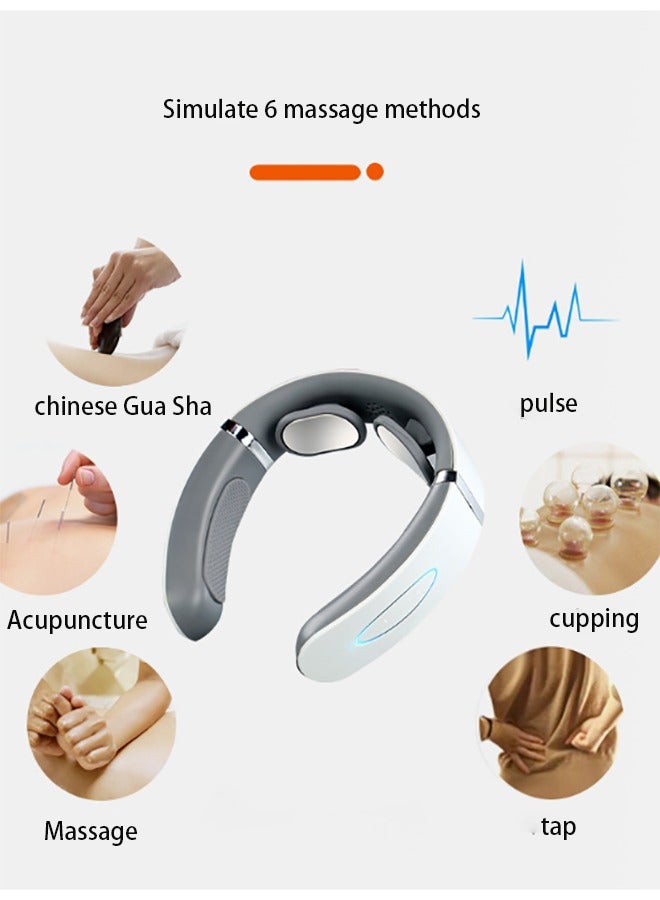 إسكدنيا نبض كهربائي للرقبة لتخفيف الألم، رقبة ذكية مع حرارة، جهاز تحكم عن بعد، موجه صوتي، خفيف الوزن للمكتب والمنزل والسفر - Image 4