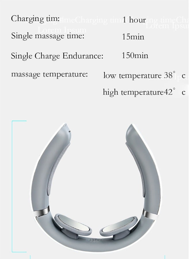 إسكدنيا نبض كهربائي للرقبة لتخفيف الألم، رقبة ذكية مع حرارة، جهاز تحكم عن بعد، موجه صوتي، خفيف الوزن للمكتب والمنزل والسفر - Image 5