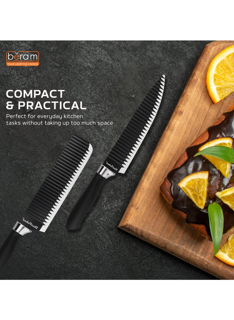 HausRoland - 6 Pieces Knife Set, Stainless Steel, Non-Stick Blades, Including Peeler and Scissor, Kitchen Cutlery Knives Set, Utensil Sets for Daily Use with Gift Box - Image 1