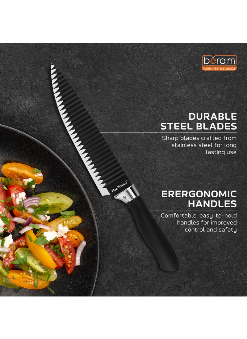 HausRoland - 6 Pieces Knife Set, Stainless Steel, Non-Stick Blades, Including Peeler and Scissor, Kitchen Cutlery Knives Set, Utensil Sets for Daily Use with Gift Box - Image 1