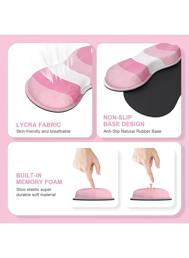 erorex Keyboard Mouse Pad Set Large Gaming Mouse Pad + Keyboard Wrist Rest + Mouse Pad With Wrist Support + Coaster Easy Typing Pain Relief Desk Mat Set Valentines Day Gifts For Her Pink Heart - Image 4