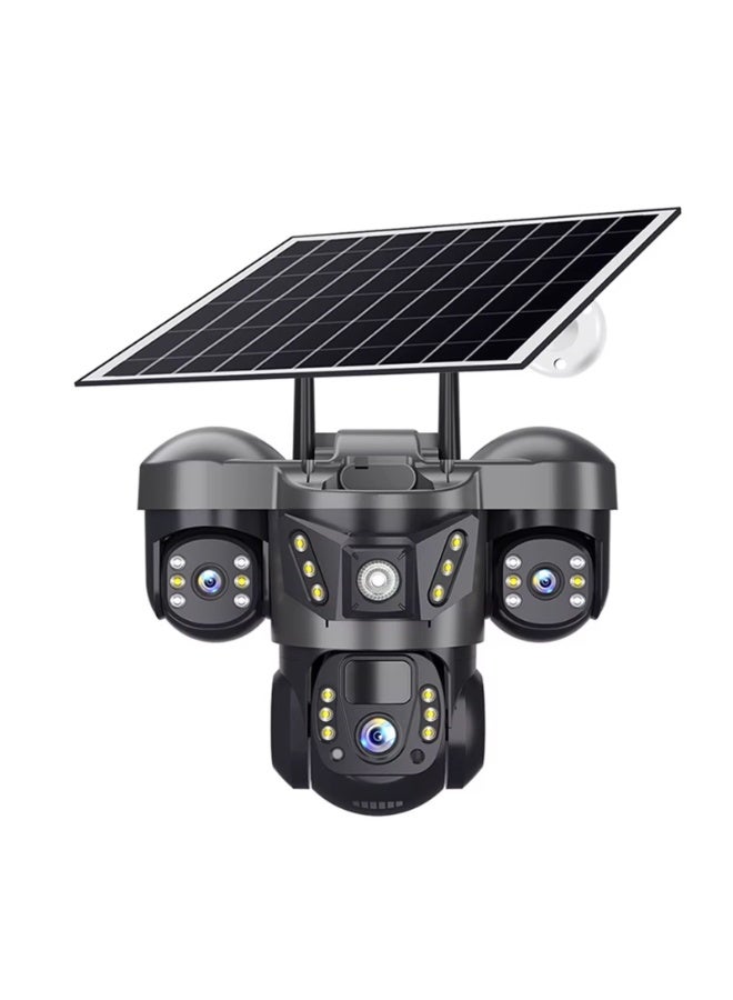 WiFi Solar Security Camera 3 Lens PTZ Outdoor CCTV Camera with Color Night Vision, AI Motion Detection, Two-Way Audio, Weather Resistant, Remote Monitoring, Rechargeable Battery Surveillance System - Image 2