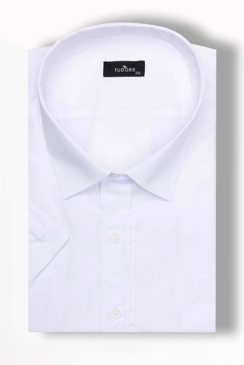 تودورس Plus Size Short Sleeve Plain Tie Holder Easy-Iron Men's Shirt