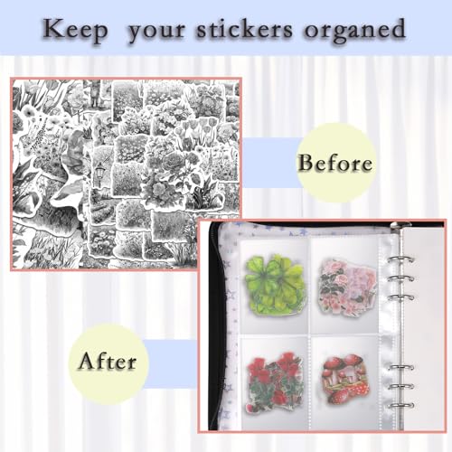 MUDOR 4 in 1 Sticker Storage Organizer, Binder with Storage Sleeves and Release Paper, Reusable Collecting Book Album Holder, A5 Blank Sticker Container Organizer - Image 5