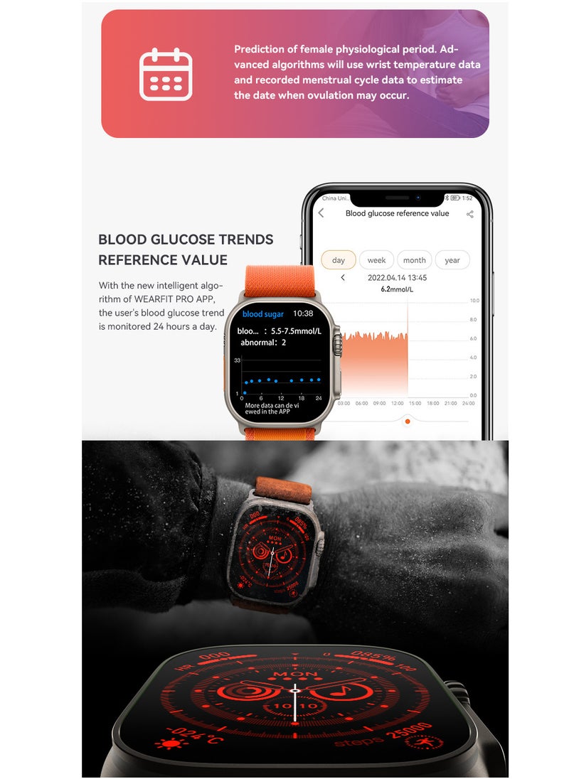 AROAQ - HW68 Ultra Smartwatch, 200Mah Long Battery Wireless Charging Smart Wrist Watch With NFC Function, Large Display Waterproof Bluetooth Full Touchscreen Health Monitor Watch, (1pc, Black) - Image 1