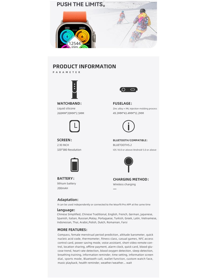 AROAQ - HW68 Ultra Smartwatch, 200Mah Long Battery Wireless Charging Smart Wrist Watch With NFC Function, Large Display Waterproof Bluetooth Full Touchscreen Health Monitor Watch, (1pc, Black) - Image 1