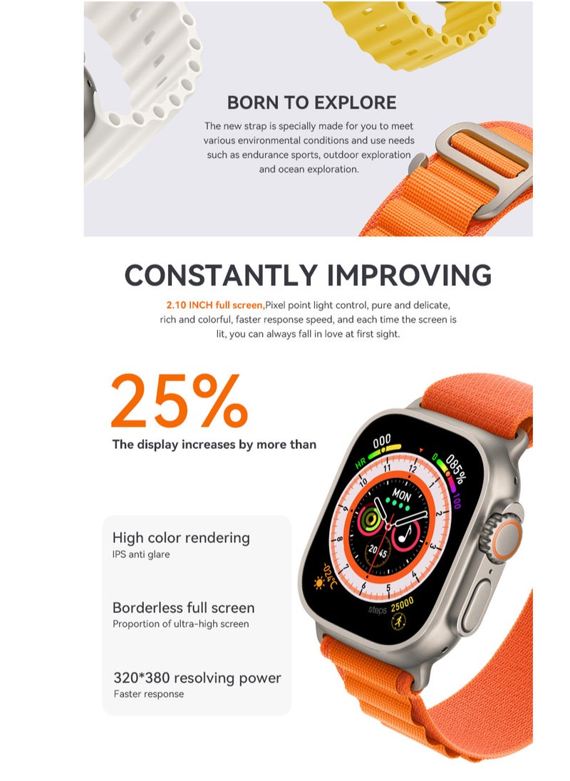 AROAQ - HW68 Ultra Smartwatch, 200Mah Long Battery Wireless Charging Smart Wrist Watch With NFC Function, Large Display Waterproof Bluetooth Full Touchscreen Health Monitor Watch, (1pc, Black) - Image 1