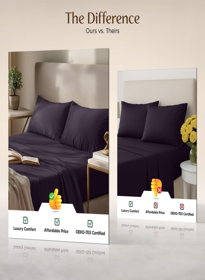 Utopia Bedding Queen Sheet Set - 4 Piece Bed Sheets for Queen Size Bed, Soft and Breathable Microfiber, Includes 1 Fitted Sheet, 1 Flat Sheet and 2 Pillowcases (Dark Purple) - Image 4