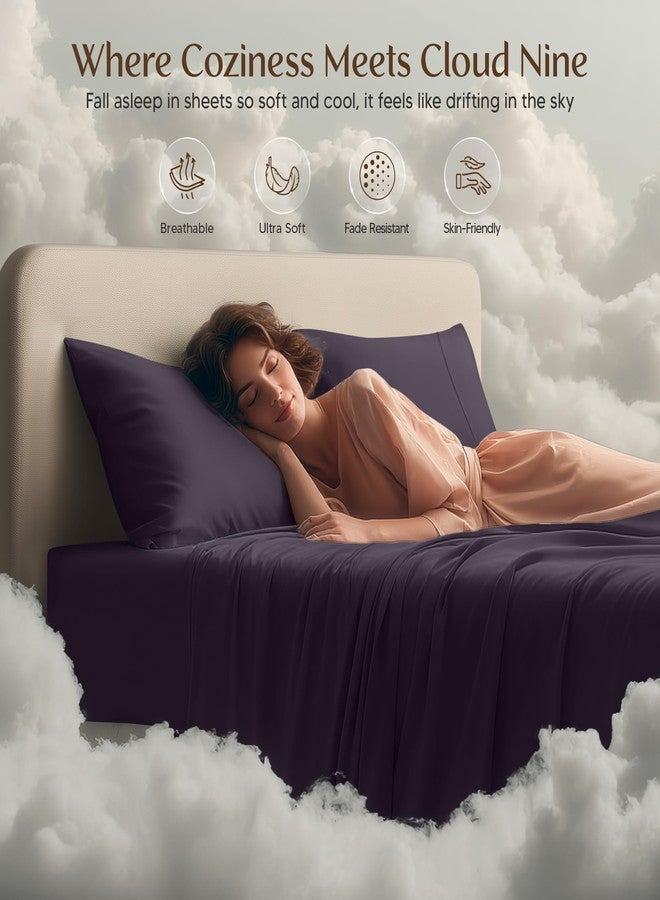 Utopia Bedding Queen Sheet Set - 4 Piece Bed Sheets for Queen Size Bed, Soft and Breathable Microfiber, Includes 1 Fitted Sheet, 1 Flat Sheet and 2 Pillowcases (Dark Purple) - Image 5