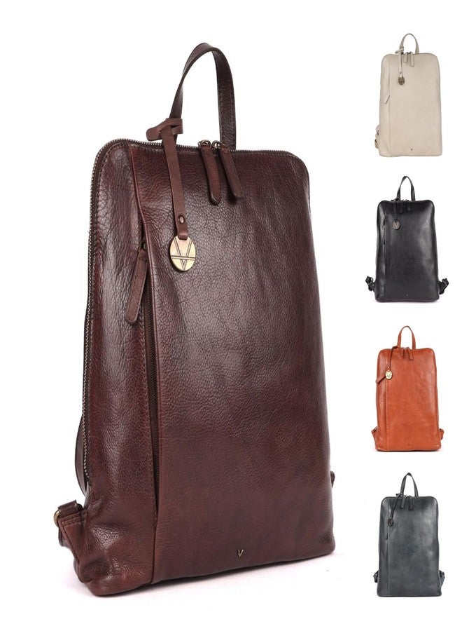 VILENCA HOLLAND 12.5 Inch Genuine Leather Backpack for Women and Men, Brown Leather Backpack with Adjustable Shoulder Strap - Image 1