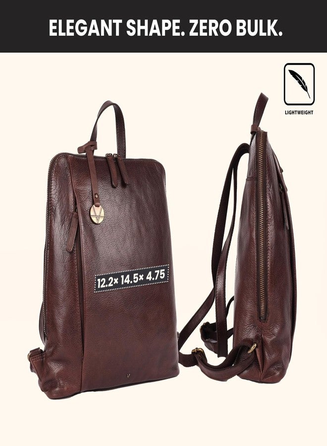 VILENCA HOLLAND 12.5 Inch Genuine Leather Backpack for Women and Men, Brown Leather Backpack with Adjustable Shoulder Strap - Image 2