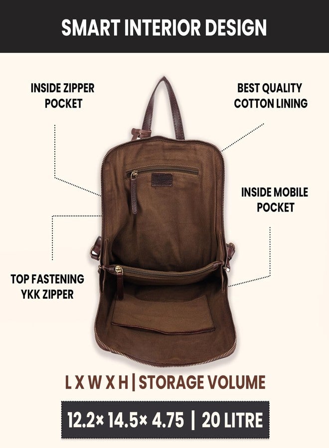 VILENCA HOLLAND 12.5 Inch Genuine Leather Backpack for Women and Men, Brown Leather Backpack with Adjustable Shoulder Strap - Image 3