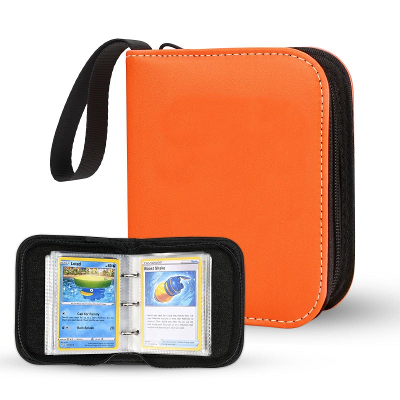 Linkinbot 2-Pocket Trading Card Binder for TCG cards, Hold 80 Cards with 40 removable sleeves, One Card Size Collectible Trading Card Albums (ORANGE) - Image 1