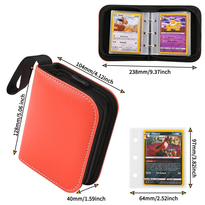 Linkinbot 2-Pocket Trading Card Binder for TCG cards, Hold 80 Cards with 40 removable sleeves, One Card Size Collectible Trading Card Albums (ORANGE) - Image 2