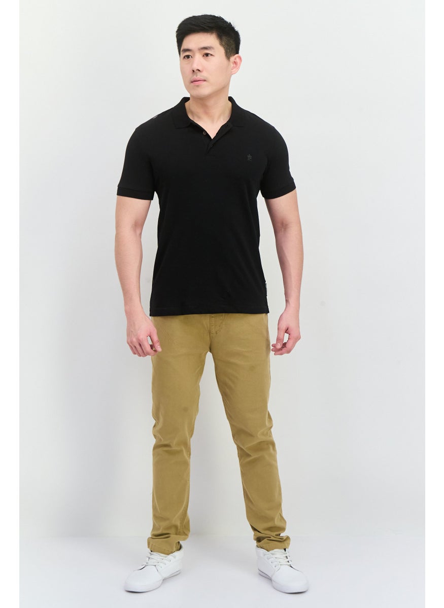 French Connection Men Regular Fit Brand Logo Short Sleeves Polo, Black  - Image 4