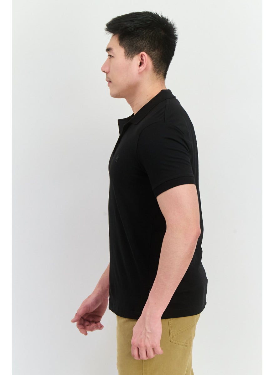 French Connection Men Regular Fit Brand Logo Short Sleeves Polo, Black  - Image 2